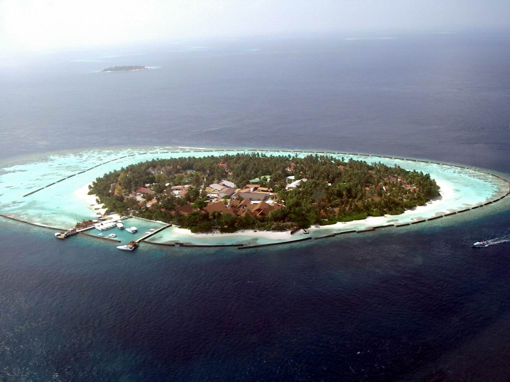 Île des Maldives vue du ciel